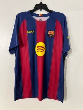 Men's Barcelona Replica Soccer Jersey in Navy & Red